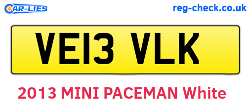 VE13VLK are the vehicle registration plates.