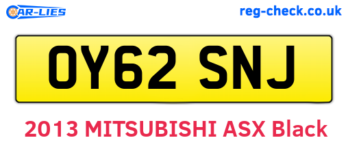 OY62SNJ are the vehicle registration plates.