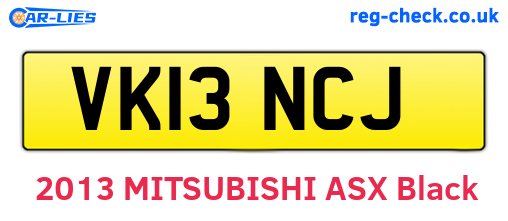 VK13NCJ are the vehicle registration plates.