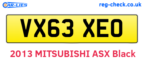 VX63XEO are the vehicle registration plates.