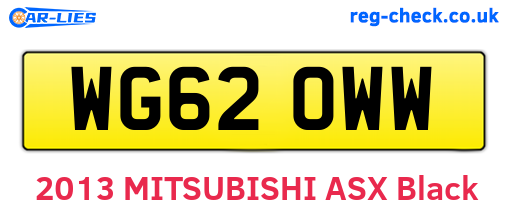WG62OWW are the vehicle registration plates.