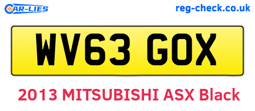 WV63GOX are the vehicle registration plates.