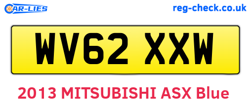 WV62XXW are the vehicle registration plates.