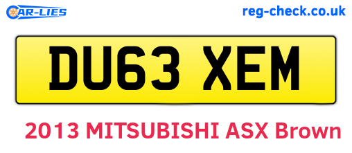 DU63XEM are the vehicle registration plates.