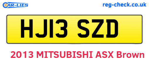HJ13SZD are the vehicle registration plates.