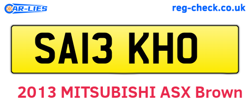 SA13KHO are the vehicle registration plates.