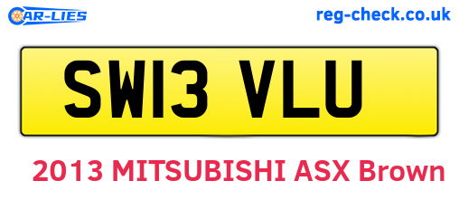 SW13VLU are the vehicle registration plates.