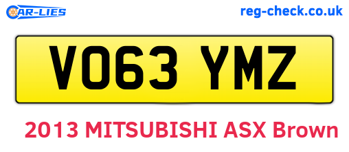 VO63YMZ are the vehicle registration plates.