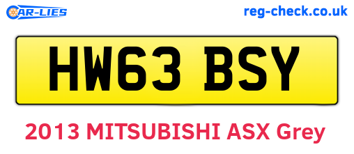 HW63BSY are the vehicle registration plates.