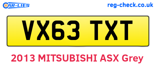 VX63TXT are the vehicle registration plates.