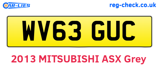 WV63GUC are the vehicle registration plates.