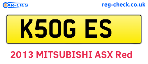 K50GES are the vehicle registration plates.