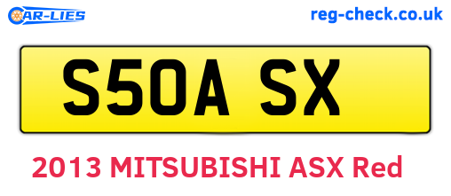 S50ASX are the vehicle registration plates.