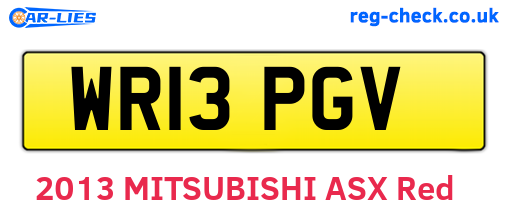 WR13PGV are the vehicle registration plates.