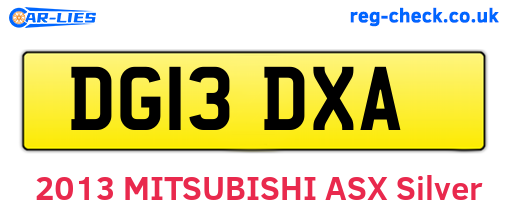 DG13DXA are the vehicle registration plates.