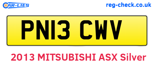 PN13CWV are the vehicle registration plates.