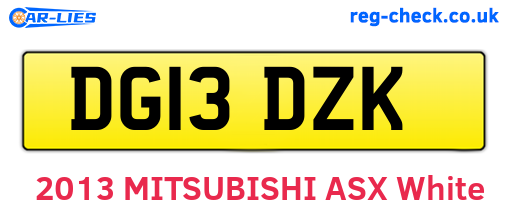 DG13DZK are the vehicle registration plates.