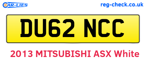 DU62NCC are the vehicle registration plates.