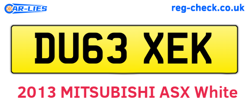 DU63XEK are the vehicle registration plates.