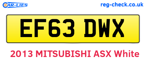 EF63DWX are the vehicle registration plates.