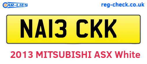 NA13CKK are the vehicle registration plates.