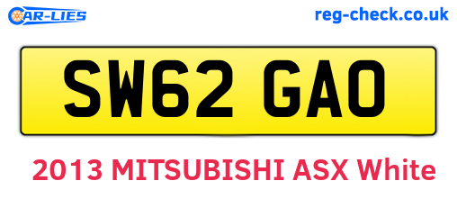 SW62GAO are the vehicle registration plates.