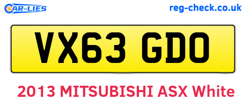 VX63GDO are the vehicle registration plates.