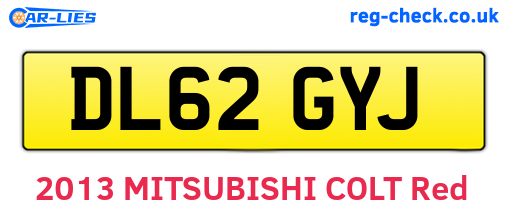 DL62GYJ are the vehicle registration plates.