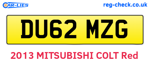 DU62MZG are the vehicle registration plates.