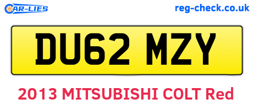 DU62MZY are the vehicle registration plates.