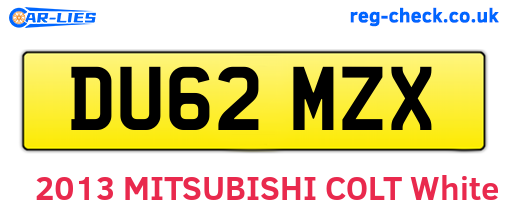 DU62MZX are the vehicle registration plates.