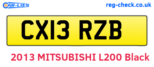 CX13RZB are the vehicle registration plates.