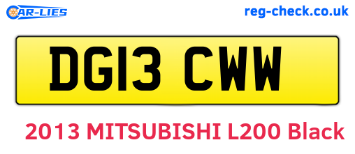 DG13CWW are the vehicle registration plates.