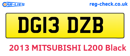 DG13DZB are the vehicle registration plates.