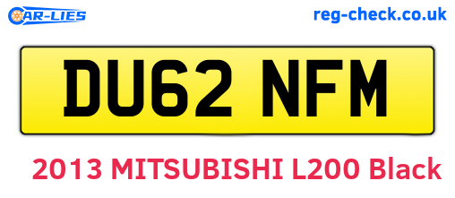 DU62NFM are the vehicle registration plates.