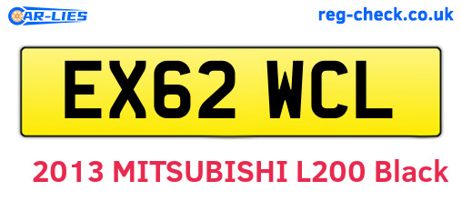 EX62WCL are the vehicle registration plates.