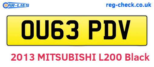OU63PDV are the vehicle registration plates.