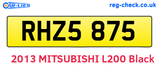 RHZ5875 are the vehicle registration plates.