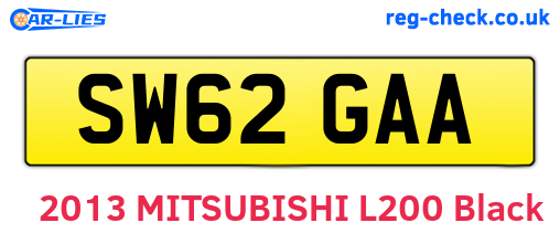 SW62GAA are the vehicle registration plates.