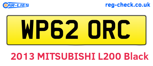 WP62ORC are the vehicle registration plates.