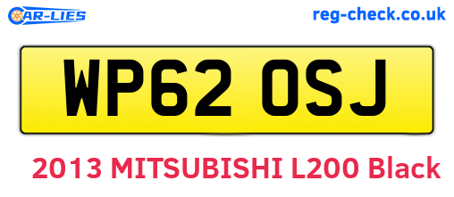 WP62OSJ are the vehicle registration plates.