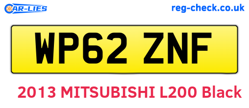 WP62ZNF are the vehicle registration plates.