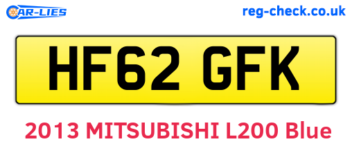 HF62GFK are the vehicle registration plates.