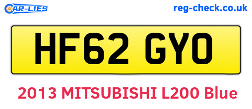 HF62GYO are the vehicle registration plates.