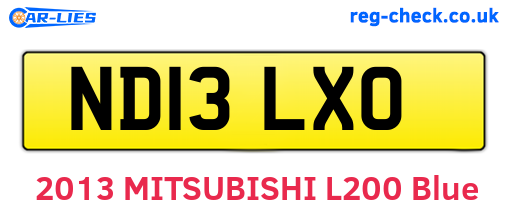 ND13LXO are the vehicle registration plates.