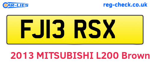 FJ13RSX are the vehicle registration plates.
