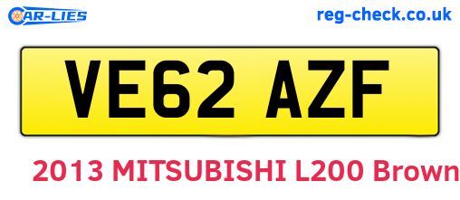 VE62AZF are the vehicle registration plates.