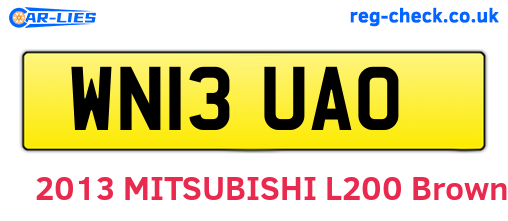WN13UAO are the vehicle registration plates.