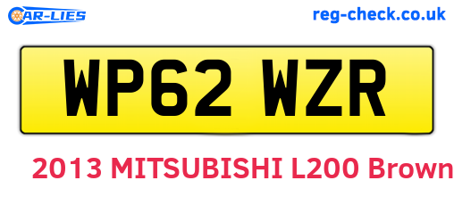 WP62WZR are the vehicle registration plates.
