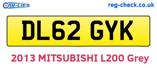 DL62GYK are the vehicle registration plates.